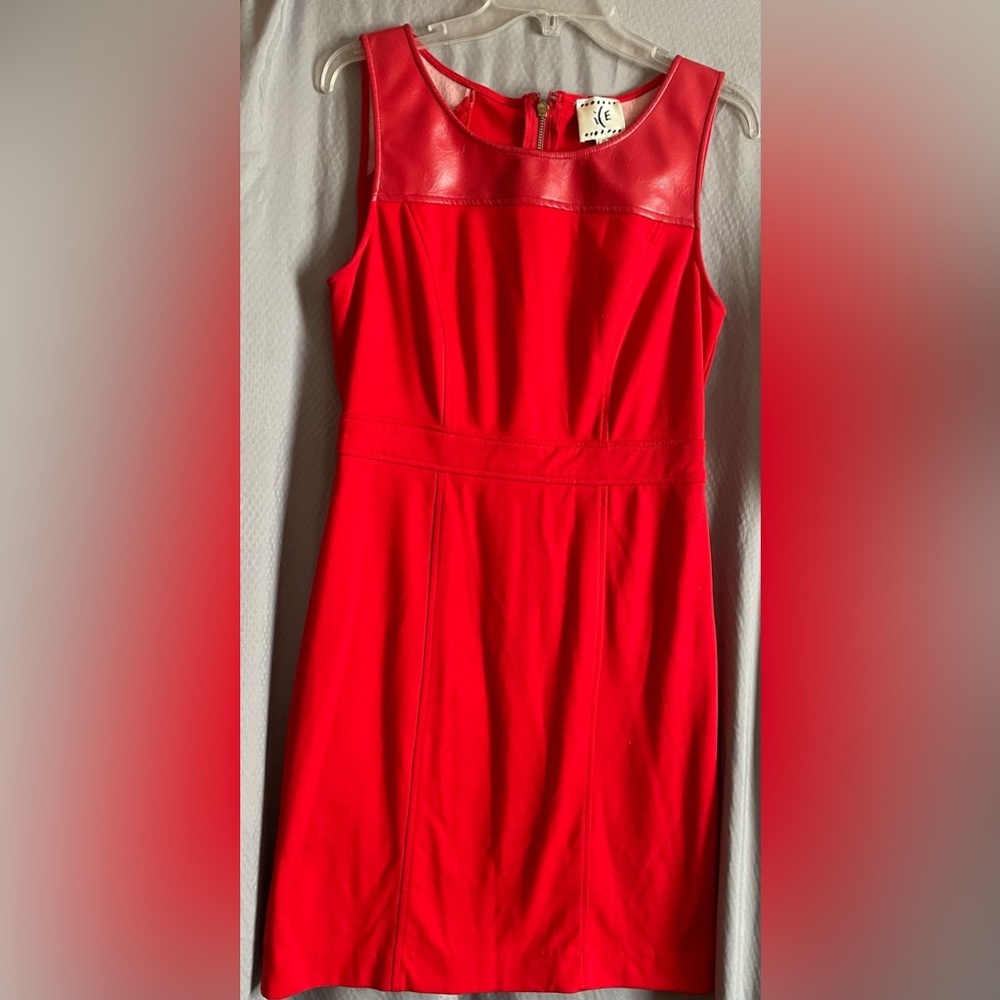 ICE Vintage Red Faux Leather Sleeveless Back Zip Mini Dress